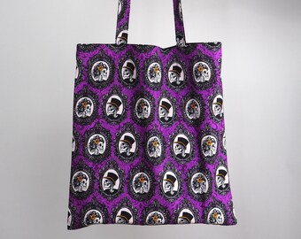 Halloween Tote Bag, Flat Style, with or without Ruffle, Ruffle Tote, Trick or Treat bag, Made to Order, Pick your Fabric, Pumpkins, Cats