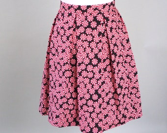 Peppermint Skirt, MADE TO ORDER,  Pleated Skirt, Peppermint Swirl Candy, Christmas Skirt with Pockets,