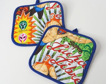 MADE TO ORDER Luchador Oven Mitt or Potholder, Grilling Accessories, Mexican Wrestler Oven Mitt, Fathers Day Gift, Lucha Libre Kitchen,