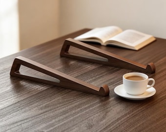 Holz Laptopständer Set, Ergonomischer Tablet Stander, Minimalistischer Holz Stander, Laptop Erhöhung, Schreibtisch Zubehör