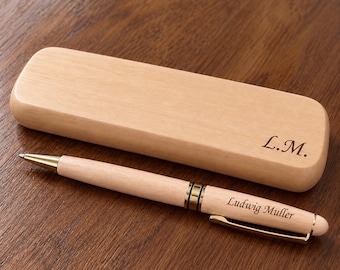 Holz Stift Set mit Etui – Ahorn (Klenowald) Walnuss – Eleganter Premium Schreibstift – Geschenkidee für Büro & Home Office