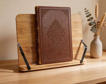 Holz Buchständer für Küche | Kochbuchhalter aus Holz | Leseständer für Bücher, Schule, Studium & Tablet | Für dicke Bücher bis 1500 Seiten |