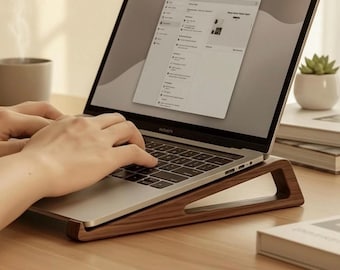 Holz Laptopständer Set, Ergonomischer Tablet Stander, Minimalistischer Holz Stander, Laptop Erhöhung, Schreibtisch Zubehör