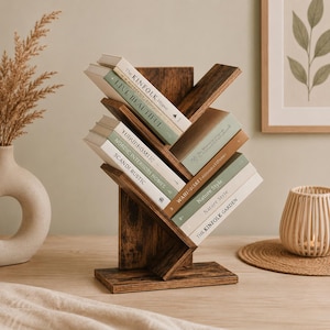 Bücherregal Holz für Schreibtisch - Platzsparender Bücherständer für Schule, Studio & Home Office | Buchorganizer från Holz