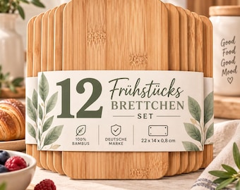 Set Frühstücksbrettchen aus Bambus – Schneidebrett Holz – Brotzeitbrett Küchenbrett Servierbrett