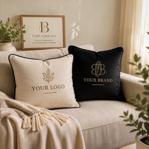 Custom Logo Pillow, Personalized Business Pillow, Embroidered Company Cushion, Custom Brand Pillow, Office Decor, Small Business Gift