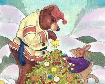 The Little Tree -Christmas Card – 5x7 Blank Holiday Card with White Envelope – Original Artwork by Canadian Artist Lisa Ferguson