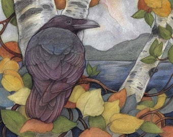 Raven's View by Lisa Ferguson....8x10 Art Print...Raven Art....Bird Print