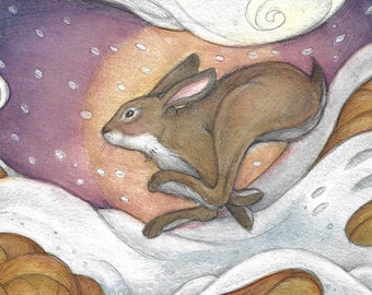 The Running Rabbit.....Original Art...Miniature Art