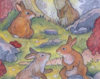 The Gathering by Lisa Ferguson...Blank Card...whimsical art