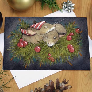 Pas une créature ne remuait - Carte de Noël - Carte de vœux vierge de 5 x 7 avec enveloppe blanche - Oeuvre d'art originale de l'artiste canadienne Lisa Ferguson