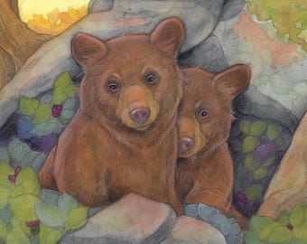 Cinnamon and Berries by Lisa Ferguson....Blank Card...Bear