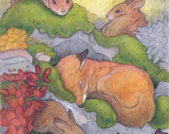 A Time of Rest by Lisa Ferguson....Blank Card...whimsical