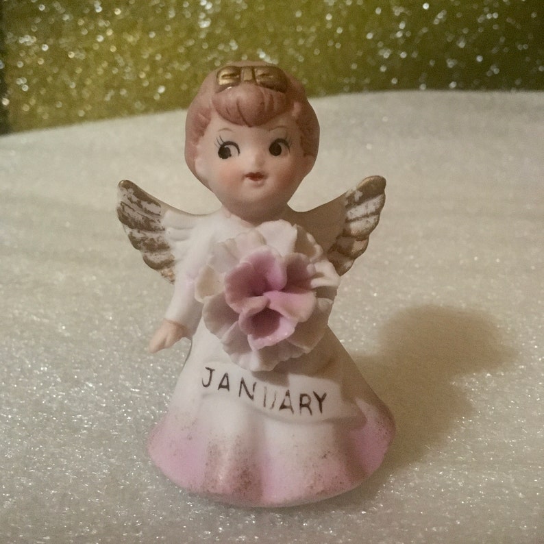 YOUR CHOICE Of 6 Vintage Hand Painted Month Birthday Girl Angel Figurines.