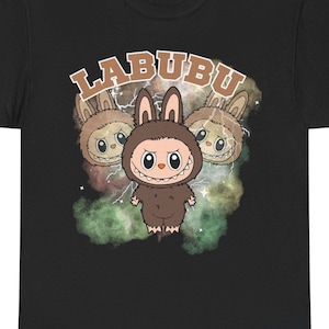 Labubu Brown Pop Mart TShirt, Oversized kawaii tee in black or pink, aesthetic graphic shirt for Gen z fans, labubu shirt, labubu trend