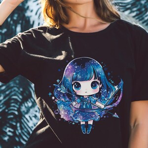 Sagittarius kawaii yami t-shirt, pastel goth zodiac shirt, cute astrology gift tee, dark aesthetic chibi Sagittarius shirt