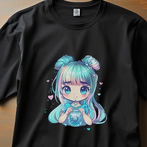 Aquarius kawaii yami t-shirt, pastel goth zodiac shirt, cute astrology gift tee, dark aesthetic chibi Aquarius shirt