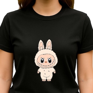 Funny Horror Aesthetic Tee, Labubu Inspired T-Shirt, Creepy Cute Plush Doll Tee, Viral Toy Graphic, Weirdcore Kawaii Shirt