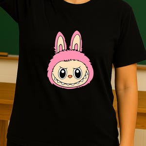 Labubu Inspired T-Shirt, Creepy Cute Plush Doll Tee, Viral Toy Graphic, Weirdcore Kawaii Shirt, Funny Horror Aesthetic Tee
