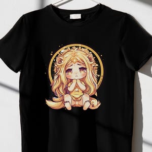 Leo kawaii yami t-shirt, pastel goth zodiac shirt, cute astrology gift tee, dark aesthetic chibi Leo shirt