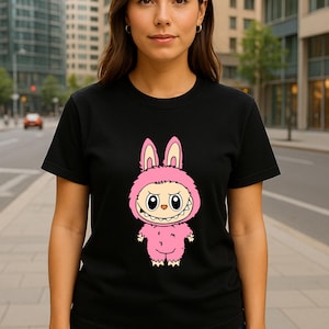 Labubu Inspired T-Shirt, Creepy Cute Plush Doll Tee, Viral Toy Graphic, Weirdcore Kawaii Shirt, Funny Horror Aesthetic Tee