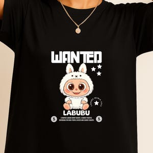 Wanted Labubu Bunny Bandit T-Shirt,  Cute Criminal Meme Shirt for Fans of Labubu Mania 2025, Funny Kawaii Gift