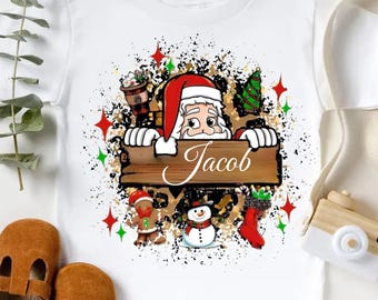 Custom Christmas Santa Toddler Sweatshirt, Custom Name Kids T-Shirt, Custom Christmas Shirt, Christmas Santa Shirt, Christmas Toddler Shirt