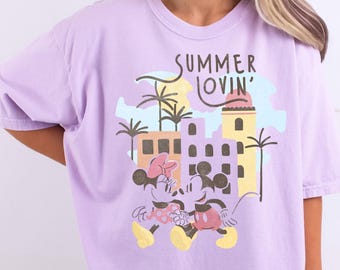 Camiseta de Mickey y sus amigos con colores playeros cómodos, camiseta de vacaciones de verano de Disney, camiseta de Mickey surfeando, camiseta familiar de fiesta en la playa de Disney