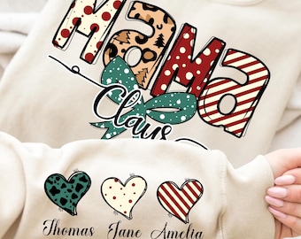Personalized Christmas Mama Sweatshirt: Custom Mama Holiday Sweatshirt, Custom Mama And Kids Sweater, Xmas Gift For Mama