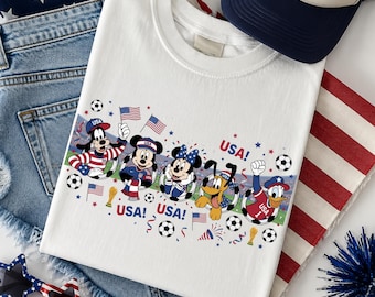 Disney World Fußball-Shirt, Disney USA Sport-Fan Geschenk, Vaterländisches Disney Welt Reise-Shirt, US Fußball-Team-Fan-Bekleidung, Spieltag USA-T-Stück