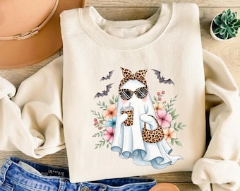 Boo-Jee Ghost Sweatshirt: Leopard Print, Funny Fall Shirt