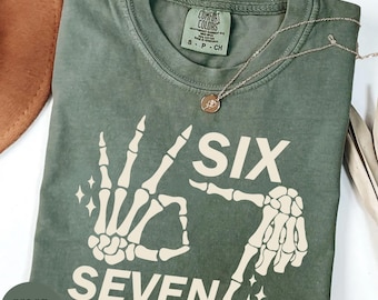 6 7 Meme Shirt, Funny Skeleton Hands Tee, Halloween Couples Shirt, Trendy Shirt, Six Seven T-shirt, 67 Couples Tee Comfort Colors®