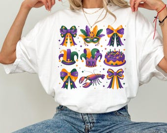 Camiseta de Mardi Gras, camiseta estampada del Carnaval de Nueva Orleans, atuendo de Mardi Gras, camiseta de fiesta de Luisiana, suéter del Martes de Carnaval, Carnaval de Mardi Gras