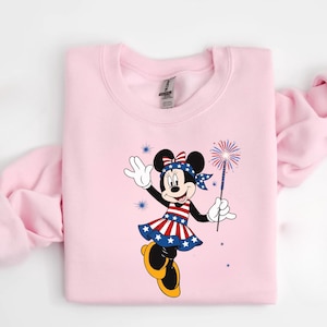 Minnie Mouse 4 juli-tröja, patriotisk Minnie-tröja, USA 250 år Disney-tröja, retro Minnie-tröja, magiska kungarikets patriotiska kläder bild 6