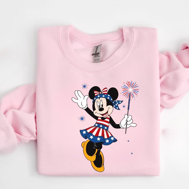Minnie Mouse 4 juli-tröja, patriotisk Minnie-tröja, USA 250 år Disney-tröja, retro Minnie-tröja, magiska kungarikets patriotiska kläder bild 6