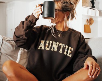 Auntie Sweatshirt: Soft Cotton-Blend Aunt Gift, Made in Texas