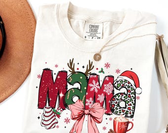 Christmas Mama Comfort Colors Shirt: Festive Holiday Graphic Tee
