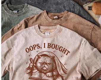Funny Grumpy Cat Reading Book T-Shirt, Comfort Colors Vintage Wash