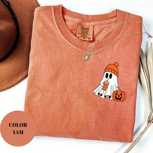 Comfort Colors® Сute Ghost Coffee Shirt, Сute Little Ghost Eiskaffee T-Shirt, Boo Ghost Shirt, Ghost Coffee Shirt, Halloween Coffee Lovers