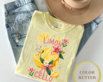 Camiseta Limoncello Comfort Colors: Camiseta floral de limón amarillo mantequilla