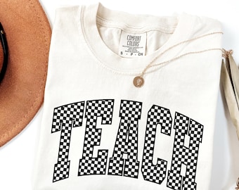 Camisa de profesor a cuadros con colores cómodos: camiseta retro para enseñar