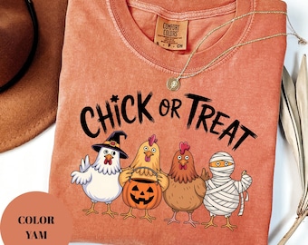 Chemise d'Halloween Chick or Treat : Costume de poulet rigolote, couleurs confortables, t-shirt