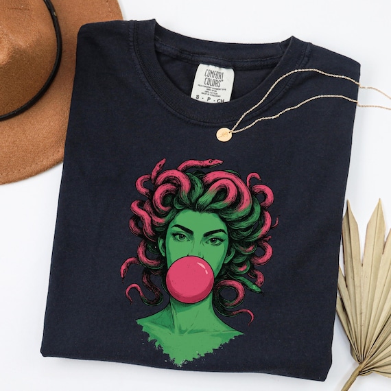 Medusa Bubblegum Shirt, Mythological Snake Hair Goddess Tee, Women Empowerment Medusa Comfort Colors® T-shirt