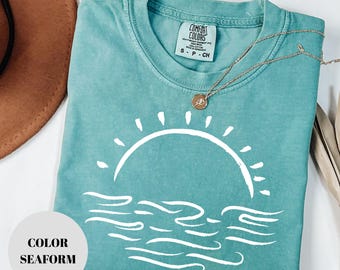 Camiseta Comfort Colors Sun: Camiseta con estampado bohemio de verano