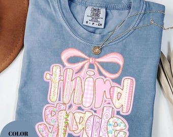 Camiseta de maestro/a de tercer grado Comfort Colors®, camiseta de maestro/a de tercer grado, camiseta de tercer grado, camiseta de tercer grado, lazo de coqueta de escuela primaria
