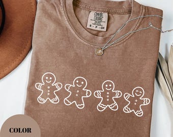 T-shirt met peperkoekkoekjes: kerstshirt dames comfort kleuren