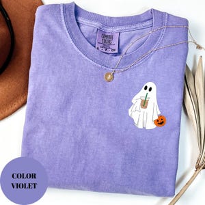 Comfort Colors® Сute Ghost Coffee Shirt, Сute Little Ghost Iced Coffee t-shirt, Boo Ghost Shirt, Ghost Coffee Shirt, Halloween Coffee Lovers