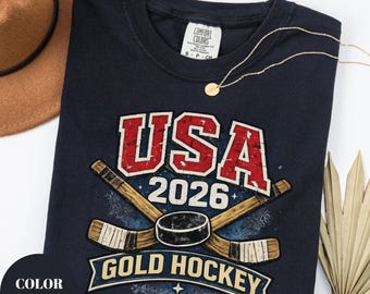 Maglietta da hockey USA Gold 2026, maglietta da hockey invernale, maglietta da hockey su ghiaccio USA, maglietta vintage da hockey su ghiaccio americano, maglietta di supporto per la squadra patriottica