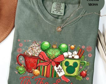 Comfort Colors® Disney Christmas Shirt, Disney Tis The Season Christmas T-shirt , Disney coffee lower shirt