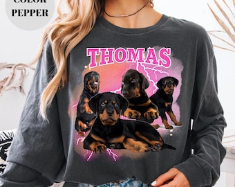 Custom Comfort Colors Dog T-Shirt: Retro Personalized Pet Shirt, Dog Photo Tee